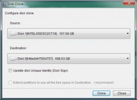 select the target clone disk